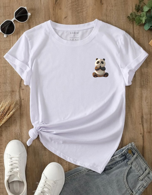 CUTE PANDA REGULAR FIT WOMEN'S TSHIRT