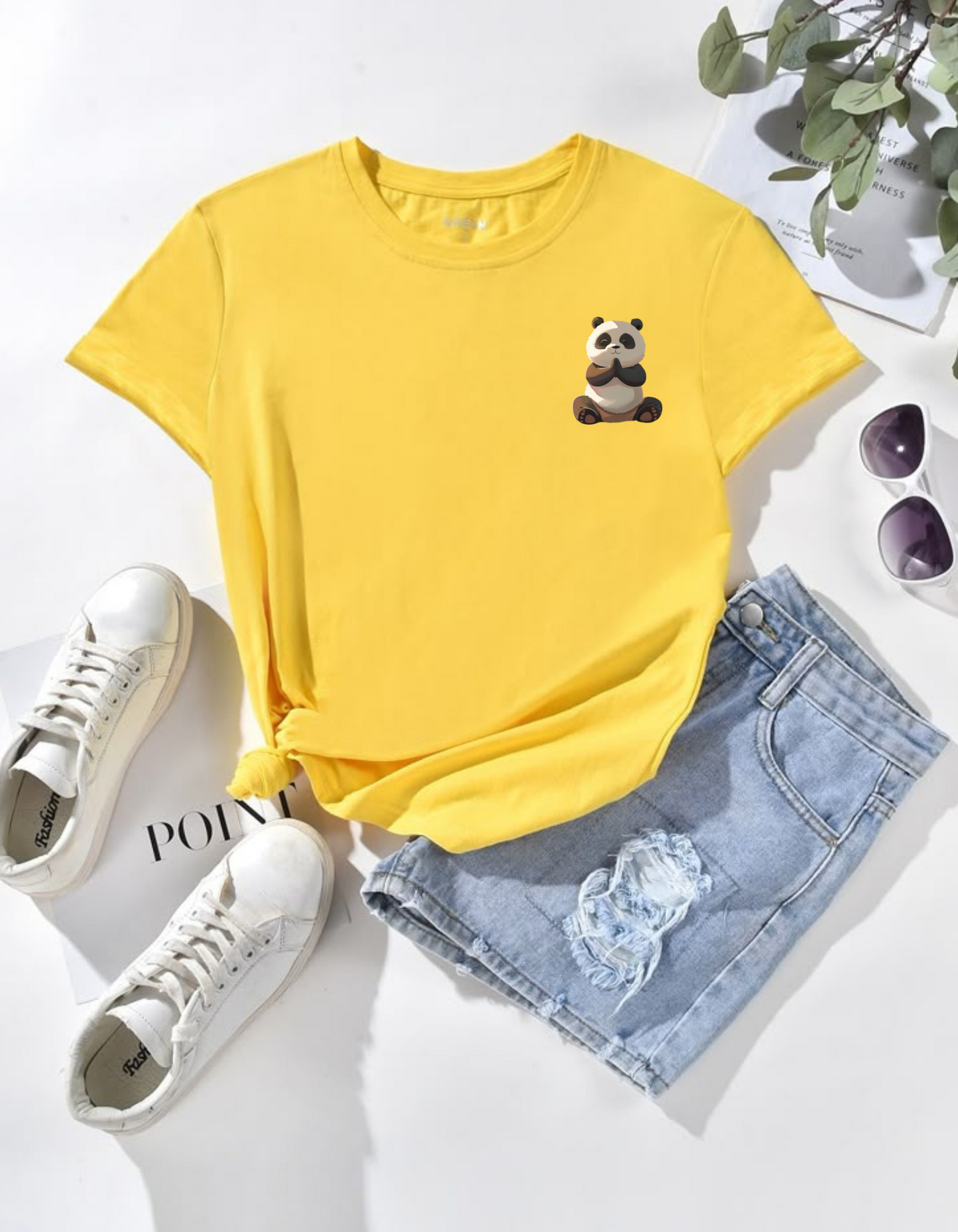 CUTE PANDA REGULAR FIT WOMEN'S TSHIRT